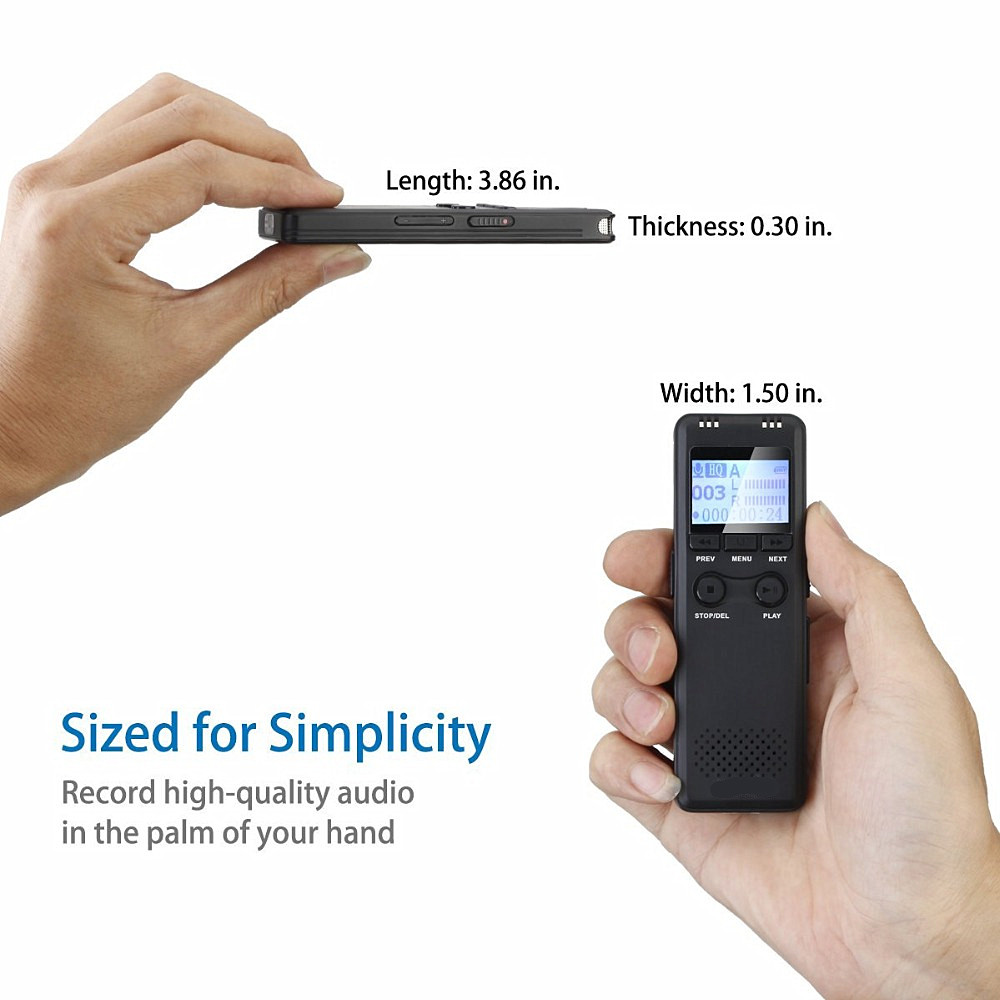Portable Voice Activation Recording Hd Hifi Recorder MP3 Noise Reduction- Black 1+8GB Portable Voice Activation Recording Hd Hifi Recorder MP3 Noise Reduction- Black 1+8GB