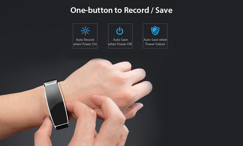 8GB Portable Bracelet Digital Voice Recorder Wrist Watch Band Noise Reduction Dictaphone with Voice Activated Recording - Black 8GB Portable Bracelet Digital Voice Recorder Wrist Watch Band Noise Reduction Dictaphone with Voice Activated Recording - Black