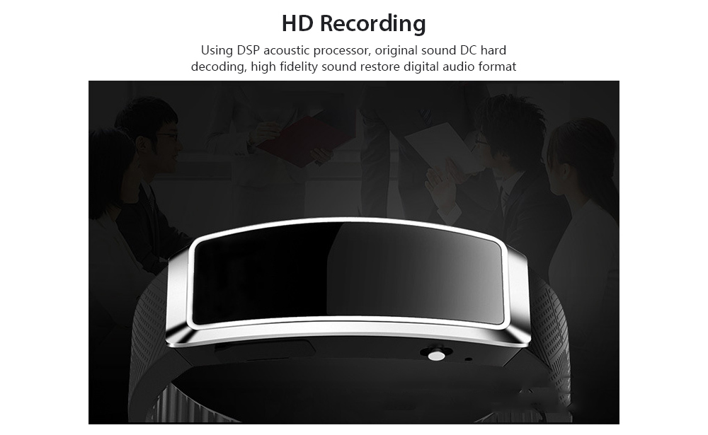 8GB Portable Bracelet Digital Voice Recorder Wrist Watch Band Noise Reduction Dictaphone with Voice Activated Recording - Black 8GB Portable Bracelet Digital Voice Recorder Wrist Watch Band Noise Reduction Dictaphone with Voice Activated Recording - Black