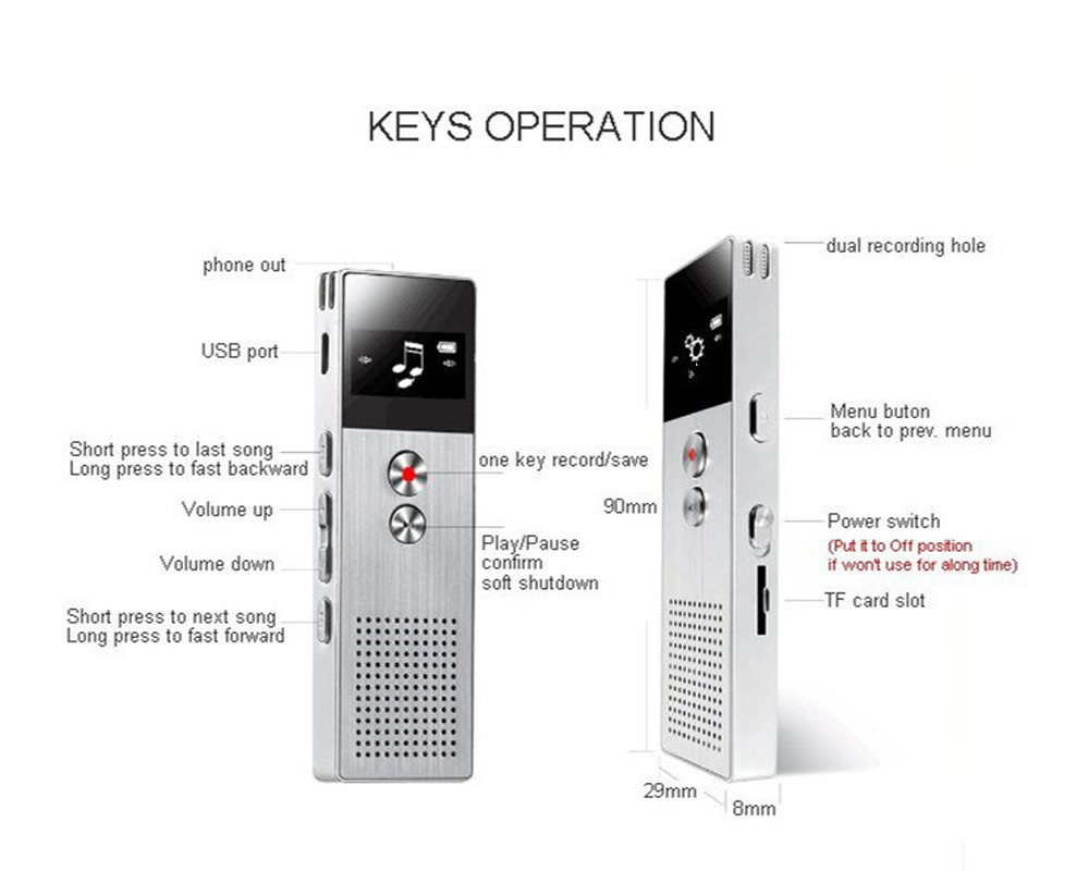 8 GB Mini Flash Digital Voice Recorder MP3 Music Player The Tape Recorder- Silver 1+8GB 8 GB Mini Flash Digital Voice Recorder MP3 Music Player The Tape Recorder- Silver 1+8GB