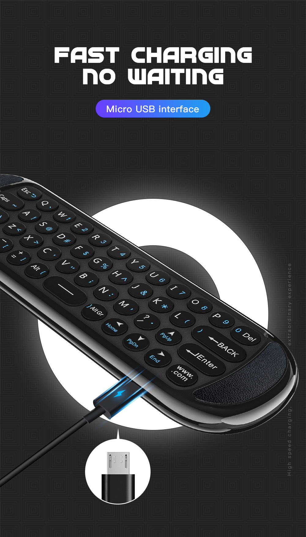 Wechip H6 Smart Air Mouse - Black Wechip H6 Smart Air Mouse - Black
