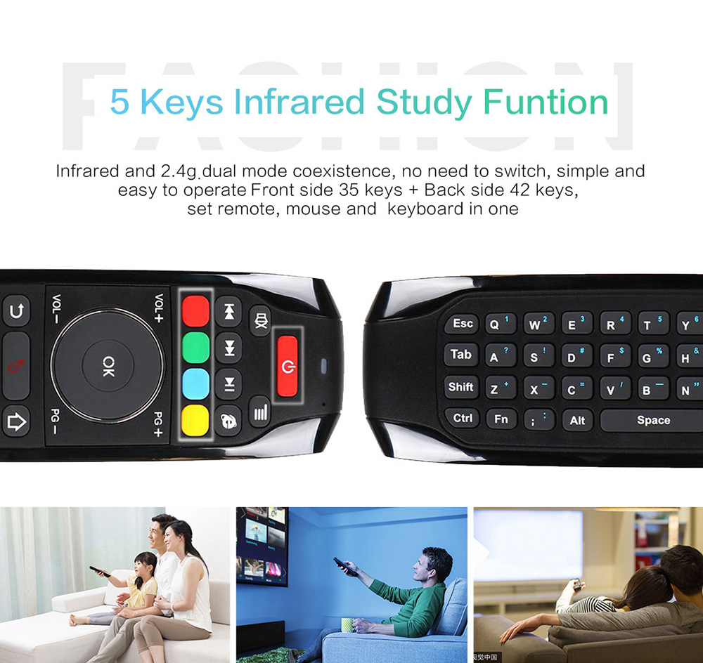 G7 Infrared + 2.4GHz Wireless Air Mouse- Black Without backlight G7 Infrared + 2.4GHz Wireless Air Mouse- Black Without backlight