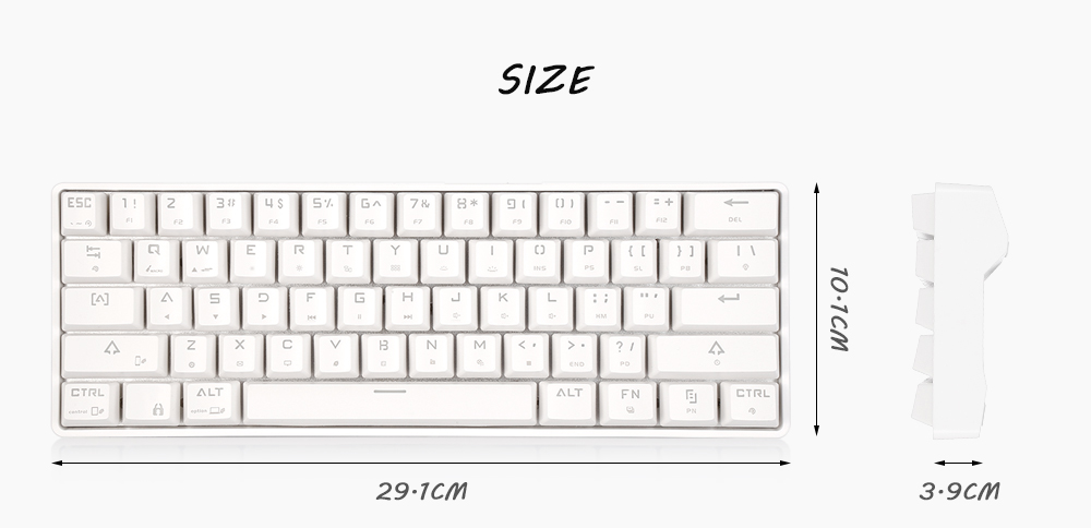 DK61 Desktop Wired Wireless Blue Switch 61 Keys Keyboard RGB Backlight for Home Game Office- White DK61 Desktop Wired Wireless Blue Switch 61 Keys Keyboard RGB Backlight for Home Game Office- White