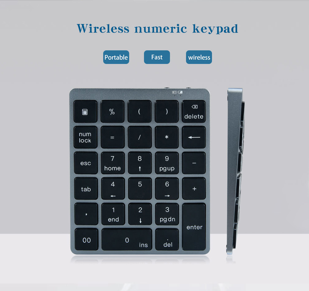 N960 Wireless 28-key Numeric Keypad Office Aluminum Bluetooth Wireless Charging Numeric Keypad Slim Mini - Black N960 Wireless 28-key Numeric Keypad Office Aluminum Bluetooth Wireless Charging Numeric Keypad Slim Mini - Black