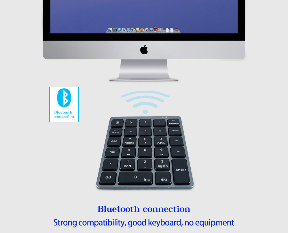 N960 Wireless 28-key Numeric Keypad Office Aluminum Bluetooth Wireless Charging Numeric Keypad Slim Mini - Black N960 Wireless 28-key Numeric Keypad Office Aluminum Bluetooth Wireless Charging Numeric Keypad Slim Mini - Black