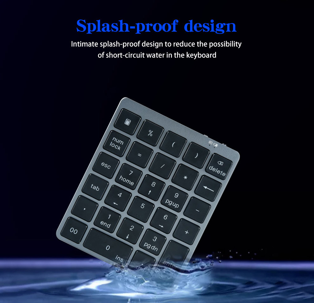 N960 Wireless 28-key Numeric Keypad Office Aluminum Bluetooth Wireless Charging Numeric Keypad Slim Mini - Black N960 Wireless 28-key Numeric Keypad Office Aluminum Bluetooth Wireless Charging Numeric Keypad Slim Mini - Black