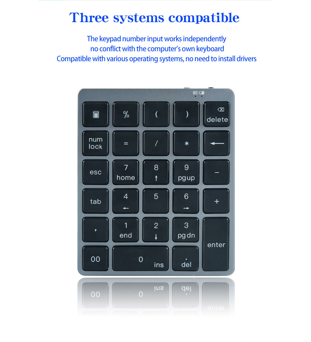 N960 Wireless 28-key Numeric Keypad Office Aluminum Bluetooth Wireless Charging Numeric Keypad Slim Mini - Black N960 Wireless 28-key Numeric Keypad Office Aluminum Bluetooth Wireless Charging Numeric Keypad Slim Mini - Black