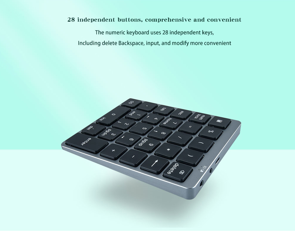 N960 Wireless 28-key Numeric Keypad Office Aluminum Bluetooth Wireless Charging Numeric Keypad Slim Mini - Black N960 Wireless 28-key Numeric Keypad Office Aluminum Bluetooth Wireless Charging Numeric Keypad Slim Mini - Black