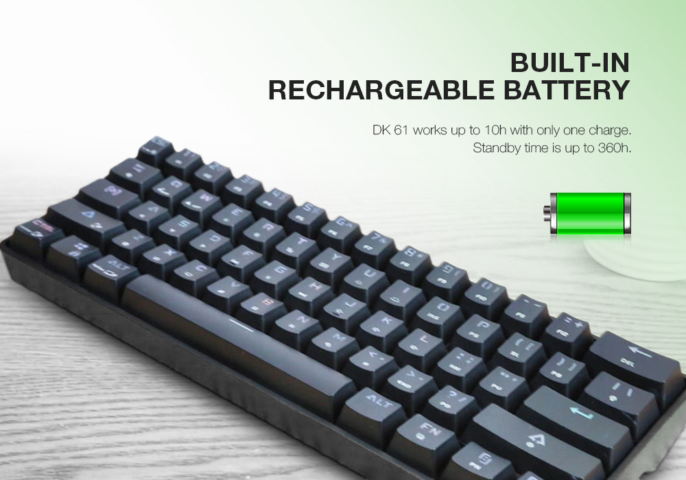 DK61 BT4.0 Wired Dual-mode Mechanical Keyboard 61 Keys RGB Light for Windows / Mac OS / Android- Black Blue Switch DK61 BT4.0 Wired Dual-mode Mechanical Keyboard 61 Keys RGB Light for Windows / Mac OS / Android- Black Blue Switch
