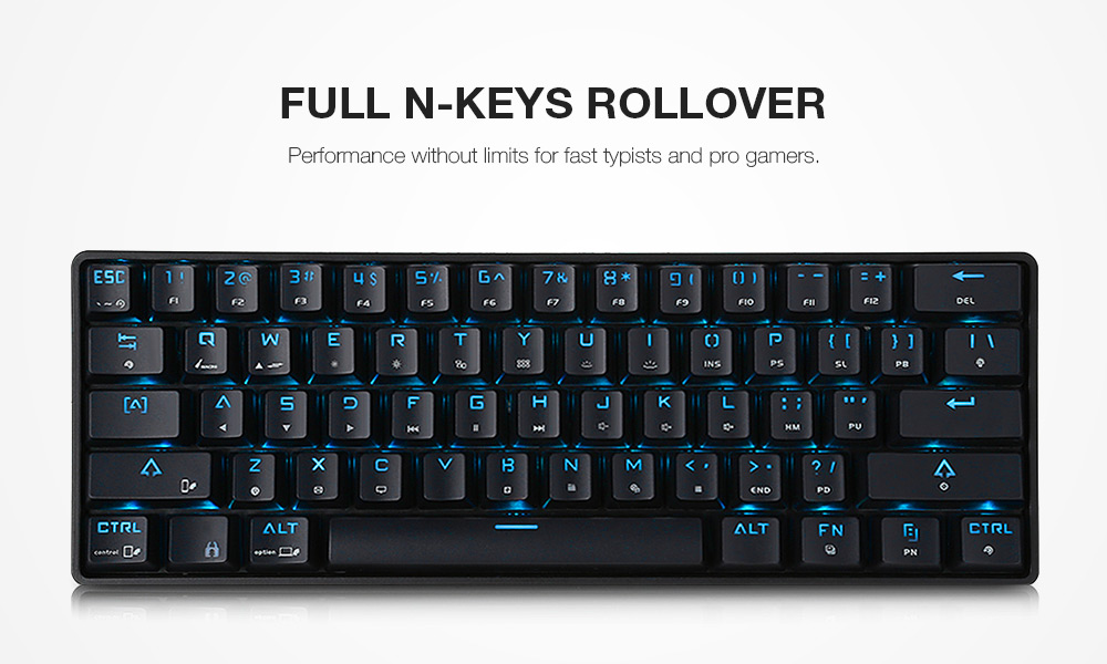 DK61 BT4.0 Wired Dual-mode Mechanical Keyboard 61 Keys RGB Light for Windows / Mac OS / Android- Black Blue Switch DK61 BT4.0 Wired Dual-mode Mechanical Keyboard 61 Keys RGB Light for Windows / Mac OS / Android- Black Blue Switch